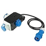 as - Schwabe MIXO Stromverteiler EMS – 230 V / 16 A CEE-Stecker mit 1,5 m Zuleitung auf 2 x CEE-Steckdosen und 1 x Schuko-Steckdose – IP44 Wohnmobil Zubehör – Made in Germany – Schwarz I 60496