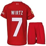 Hawkara Lpool 25/26 Wirtz #7 Kinder Sonderausgabe Home Trikot mit Kurz, Fußball Trikot Set Jugendgrößen (Rot,152)