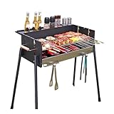 Holzkohlegrill Barbecue-Grill, Haushaltsgrill, Außengrill, Holzkohle, Hof, tragbarer Grill, Herd, Zubehör, Werkzeuge, Schwarz Kohlegrill(A)