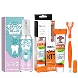 Zahnpflege Hund Set mit Hundezahnbürste,Hundezahnpasta Gegen Zahnstein 100g,Fingerlinge Hunde Zahnpflege,Dentalspray für Hunde Katze 100ml,für einen frischen Atem,Zahnreinigung, Zahnsteinentfernung