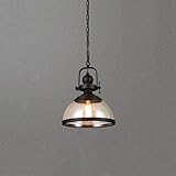 KUYBTU Kronleuchter, industrielle Retro-Lampe, E27, Glasschirm, verstellbar, für Billardtisch, Pendelleuchte aus Metall, für Decke, rustikale Dekoration für Bar und