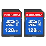 INDMEM 128GB SD-Karte, 2 Stück, C10, U3, V30, High Speed bis zu 90M/S, SDXC UHS-I Speicherkarten, Full HD Video und 4K Video, kompatibel mit Digitalkamera, HD-Camcorder, DSLR u