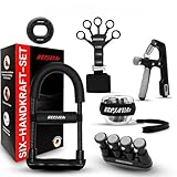 HEPJAVAs SIX-HANDKRAFT-SET 6in1 Handtrainer/Fingertrainer bestehend aus Griffkraft, Fingerdruck & Unterarmtrainer, Gyroskopischer Ball, Grip Ring, Fingerstrecker. Trainingsset für Krafttraining & Reha