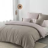 Nesture Bettwäsche 155x220 2teilig Taupe/Beige Bettwäsche Sets Microfaser Wendebettwäsche 155 x 220, weich & bügelfrei 1 Bettbezug + 1 Kissenbezug 80x80cm mit Reißverschluss