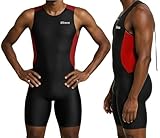 Wixen Herren Performance Triathlon-Anzug, ärmellos, Tri-Anzug, gepolstert, schnell trocknend, Laufen, Schwimmen, Fahrrad, Rot/Ausflug, einfarbig (Getaway Solids), Large
