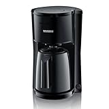 SEVERIN Filterkaffeemaschine mit Thermokanne, Kaffeemaschine für bis zu 8 Tassen, ansprechende Filtermaschine mit Isolierkanne, schwarz, 1 Liter, KA 9306