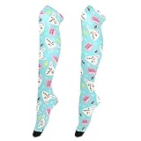 aidingzhi Kniestrümpfe für Damen, blaue Katzen, weiße Kunst, modische lange Strümpfe für die Arbeit, Oberschenkelhohe Socken für formelle Veranstaltungen, Blaue Katzen, weiße Kunst, Einheitsgröße