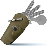 DORERO® Premium Schlüssel Organizer aus Echtleder mit Einkaufswagen-Löser, Leder Etui für 1-6 Schlüssel | Grün