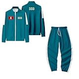 Generisch Game Squids Maske, KostüM FüR Kinder Player Costume Jumpsuit Mask VIP Frontman Pulli Anzug Green