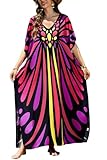 L-Peach Damen Caftan Loungewear Nachthemd Homewear Strandkleid Oversized Maxi Badeanzug Cover Ups, Mehrfarbig 21, Einheitsgröße