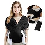 Liemuao Tragetuch für Babys, atmungsaktiv, verstellbar, physiologisch, ergonomisch, leicht zu tragen, Tragetuch, freihändig, Babytrage für Kinder, Gewicht zwischen 3 und 15 kg (schwarz)