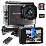 Apexcam M80 4K 60FPS 48MP Action Cam mit 128GB WiFi Karte 40M Ultra HD Unterwasserkamera Wasserdicht Sport Kamera 8X Zoom Voraufnahme Wide Angle mit 2x1350 Akku Kit Zubehör
