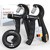 FUNFLEX Handtrainer Fingertrainer, Griffkraft Trainer 2er Set, 5-60kg Einstellbarer Widerstand Unterarmtrainer - Grip Ring, Fingerkraft Grifftrainer - Fitness Krafttraining für Hand, Finger, Unterarm