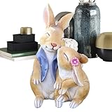 Yhsioaklo Hase Gartenfigur, Kaninchen-Figuren, Outdoor Statue des niedlichen Cartoon-Kaninchens, Tierstatuen für den Außenbereich, Hinterhofkunst, Garten