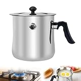 Milchtopf Induktion mit Deckel, Doppelwandiger Simmertopf aus Edelstahl, Wasserbad Topf mit Pfeiffunktion und Bakelitgriff, 1,5L Milchtopf für Gas, Elektro, Induktion