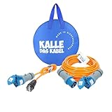 KALLE DAS KABEL Camping Starter Set Polyurethan Campingkabel 25 m Campingkabel Standard + Adapterkabel (H07BQ-F 3G 2,5 mm² Orange Polyurethan-Verlängerung)