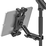 Jubor Tablet Halterung für Mikrofonständer, iPad Mikrofon Halterung 360° Drehbar, Tablet Musik Ständer Verstellbar Kompatibel mit iPad/Pro/Air, Smartphones und Tablets 4,7-13,5 Zoll