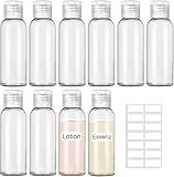 REJOECE Reiseflaschen zum Befüllen 100ml, 10 Stück Reiseflasche Set, Flaschen Reise mit Flip Cap, Plastikflasche Transparente Kosmetikflascher für Flugreisen Shampoo Conditioner Lotion