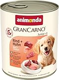 animonda GranCarno Junior Rind + Huhn (6 x 800 g), Welpenfutter für Junge Hunde, Nassfutter für Hunde mit 100% frischen, fleischlichen Zutaten, Junior Hundefutter ohne Getreide