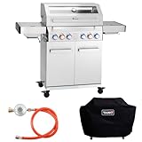 TAINO PLATINUM YAMARA 4+2 Gasgrill Set Edelstahl 4 Brenner Keramik Sear-Burner Keramik Backburner Piezo-Zündung Abdeckhaube