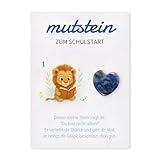Mutstein Für Kinder Einschulung, Glücksbringer Schulanfang Junge(Mutstein + Karte + Organzasäckchen), Perfekte Schultüte Füllung und Einschulung Geschenk jungen, Schulanfang Geschenk Für Jungen