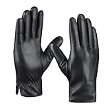 MGGMOKAY Herren Lederhandschuhe Kaschmir gefüttert,Schwarz,L