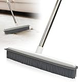Minfuerang Gummibesen,2-in-1 Besen Gummiborsten mit Wasserabziehkante,Entfernt Katzen- und Hundehaare,Teppichbesen für Fenster,Holzböden,Fliesen und Teppiche
