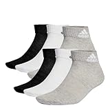 adidas Unisex Thin and Light Sportswear Ankle Socks 6 Pairs, Medium Grey Heather/White/Black, 6.5-8