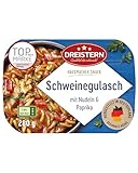 DREISTERN Schweinegulasch 280g I Mit Nudeln & Paprika I Herzhaftes Fertiggericht in Mikrowellenschale I Lange Haltbarkeit dank natürlicher Konservierung I Hausmacher Qualität