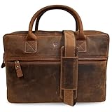 DONBOLSO Laptoptasche 13.3 Zoll, Schultertasche aus Echtem Leder, Hochwertige und Langlebige Notebook-Tasche, Aktentasche für Männer und Frauen - 37x25x8 cm - Braun