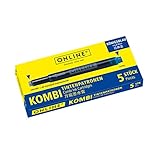 ONLINE Kombi-Tintenpatronen, Universal-Patronen, kompatibel mit allen gängigen Füllern, auch Lamy-Füller, Ersatz-Patronen, löschbar, auswaschbar, Schachtel mit 5 Großraum-Patronen, Farbe: Königsblau