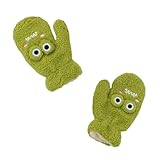 SAFIGLE 1 Paar Flauschige Kältebeständige Cartoon Frosch Handschuhe für Mädchen Winddichte Winterhandschuhe mit Verstellbarem Befestigungsseil Wärmende Outdoor Fäustlinge