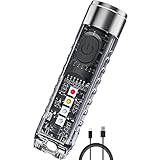 Jeebel Mini Taschenlampe 400 Lumen Wiederaufladbare LED Schlüsselbund Taschenlampe mit UV/Weiß/Rot/Rot-Blau Seitenlicht, EDC Multifunktional Magnetische USB-Taschenlampe, IP65