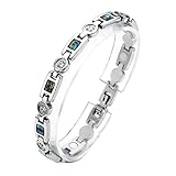 PiercingJak Damen Edelstahl Zirkonia Armband Magnetarmband Magnet Armband Armreif, Silber
