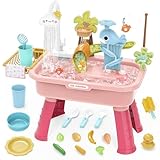 Baby Wasserspieltisch, Sensorik Wasser Tisch, 4 Funktionen Spüle Mit Elektrischem Rollenspiel Für Garten Pool Reisen Camping Für Mädchen Und Park Schule Kita