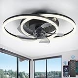 TRUYOK Deckenventilator mit Beleuchtung Dimmbar Leise Deckenventilator mit Licht LED Ventilator Deckenleuchte mit Fernbedienung und APP für Schlafzimmer Wohnzimmer Küche Ventilator Schwarz