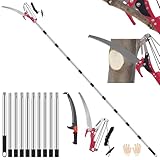Victoam Manual Tree Loppers, 0.8m-4.26m Telescopic Tree Pruner, Stainless Steel Long Reach Pruner for Branching Work and Tree (10 Splicing Rods+2 Blades)