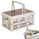 Camping-Aufbewahrungsbehälter, faltbare Campingbox, PP-Allzweckkisten mit Griffen und Deckel, stapelbarer Korb, Organizer für Auto, Angeln, Outdoor-Abenteuer, 30 x 20 x 16 cm/37 x 25 x 20,5 cm/44 x 32
