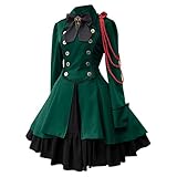 Gothic Kleidung Damen Elegant Rockabilly Kleid Swing A-Linie Partykleider Vintage Kostüm Hohe Taille Cocktailkleid Festliches Halloween Petticoat Faltenrock Mittelalterkleid Retro