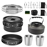 BESPORTBLE 1 Set Outdoor Camping Kochgeschirr Für 2 3 Personen Tragbare Campingküche Schwarz Inklusive Kochtopf Und Grilltisch Ideal Für Picknick Und Outdoor Aktivitäten