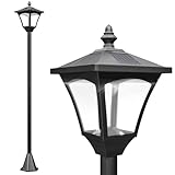 Outsunny LED Solar Gartenlaterne, Gartenlampe aus Kunststoff 120 cm hoch Stehleuchte IP44, Gartenlampe mit 30 Lumen Lichtsensor Solarlampe mit Erdspieß, Windlicht für Garten Balkon Schwarz