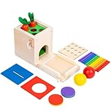 Huamengyuan Motorikwürfel Aktivitätswürfel aus Holz 4 in 1 Montessori Spielzeug Activity Center Baby ab 3 Jahr Activity Spielzeug Holz Motorikspielzeug Holzspielzeug Lernspielzeug für Klein Kinder