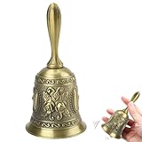 JINXIAN HandgIocke Klassische Zinklegierung Resturant Service Glocke WeihnachtshandglockeTischglocke Mahlzeitglocke Handklingel für Bell Warnung Abendessen am Empfang Hotelservice(Bronze)