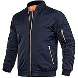 Winterjacken Herren Ma1 Bomber Pilot Mantel Thermo Gepolstert Casual Baseball Varsity Jacken Militär Windbreaker Navy 2XL, navy, XXL