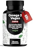 Omega 3 Kapseln Hochdosiert FORTE Vegan - 60 Kapseln - 2000mg Algenöl - 630 mg DHA & 420 mg EPA - Vegan & Produziert in Deutschland - Laborgeprüft