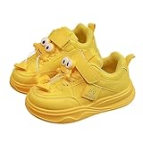 Handballschuhe 31 Children And Infants Toddler Shoes Boys And Girls Floor Sports Flat Soles Light And Comfortable Solid Color Hook Loop Sneaker Schwarz Junge 36 (Yellow, 30 Little Child)