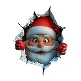 3D Wandtattoo Weihnachtsmann, 25X24X0.1CM Wandaufkleber Weihnachtsmann Durch Die Wand Motiv Aufkleber, Einfache Anbringung, Für Wohnzimmer, Eingangsbereiche, Schlafzimmer
