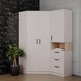 Marmex Grant Set 15C 91x195x143 geräumiger Eckschrank mit Einlegeböden und Kleiderstangen Standregal Soft-Close Funktion Jugendzimmer Schlafzimmer Eckkleiderschrank Cashmere + cremona torro