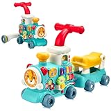 5 in 1 Baby Lauflernhilfe, Lauflernwagen mit Montessori Spielzeug und Musik, Lauflernwagen Einstellbare Geschwindigkeit, Gehfrei Baby ab 6 Monaten, Geschenk für Jungen und Mädchen, Blau