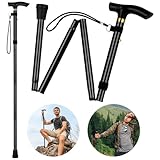 Flintronic Unisex Faltbar Gehstock, Klappbar Bergstock, 5-Stufig Höhenverstellbar, Leicht und Tragbar für Bergsteigen, Wandern, Camping